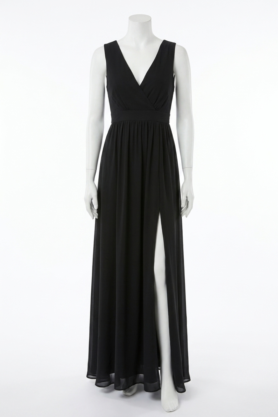 NEW LULUS women's thoughts of hue surplice maxi dress in black